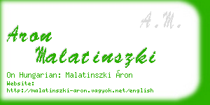 aron malatinszki business card