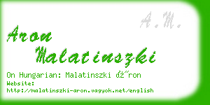 aron malatinszki business card